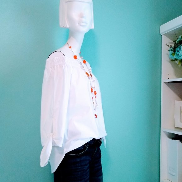 H&M White Peasant top Sz 4 - Picture 3 of 8